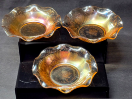 JEANNETTE Marigold Carnival FLORAGOLD 5.5&quot; Berry Dessert Bowl Vintage - ... - $396.06 MXN