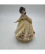 Vintage Josef Originals Yellow Dress Lady Music Box Rare Ceramic Works