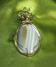 Wp2 .925 argentium sterling silver wire wrap agate pendant  - £61.32 GBP