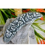 Vintage NW Coast Native American Haida Pendant Scarf Slide Pewter - £51.79 GBP