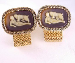 Dante Cufflinks Nude Pan & Lover Devi Incolay Masterpiece Collection Mythical Ex - $425.00