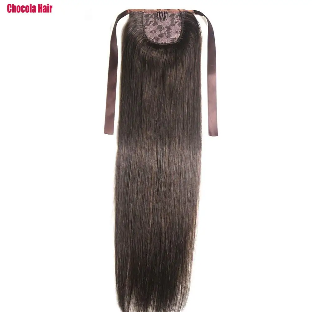 Chocola 16&quot;-28&quot; 140g Brazilian Machine Made Remy Hair Ribbon Ponytail Clip In - £284.81 GBP