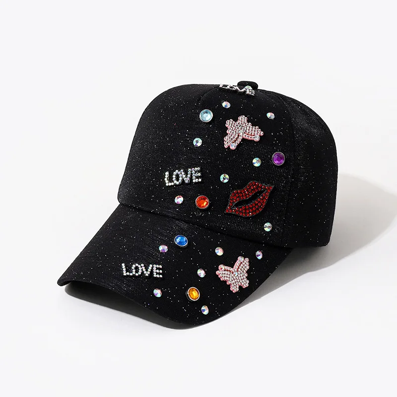 2022 Sequins Rhinestones Baseball Cap For Women Summer  Hat Girls Sanpback Hip h - £132.42 GBP