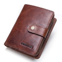 CONTACT&#39;S Genuine Leather RFID Vintage Wallet Men With Coin Pocket Short Wallets - £87.83 GBP