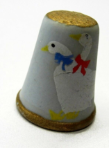 Vintage Thimble Porcelain Geese Bows Hand Painted - $11.87