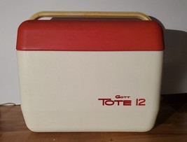 Gott Tote 12 Cooler Model 1811/12 Red &amp; White USA Clean Camping With Freezer Pak - £39.68 GBP