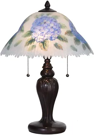 L10780 Hydrangea Flower Hand-Painted Glass Table Lamp With Metal Base, B... - $309.99