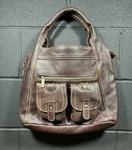 APC Amerileather Brown Leather Handbag Boho Hobo Purse Satchel Crossbody... - $54.99
