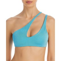 Aqua Women&#39;s One Shoulder Cutout Bikini Top Blue L B4HP - $29.95