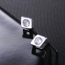 South Korea Dongdaemun Minimalist Girl Zircon Rhombic Ear Studs Gold Plated Colo - £7.98 GBP