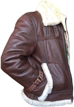 Men&#39;s shearling Real Sheepskin B3 Men&#39;s RAF Aviator Flight Brwon Leather... - $242.75 CAD