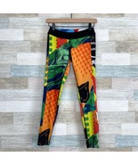 Reebok CrossFit Colorful Graphic Leggings Orange Green Compression Women... - $34.64