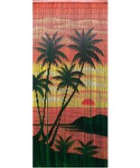 Bamboo Beaded Door Curtain- Red Sunset Palm Trees - £39.78 GBP