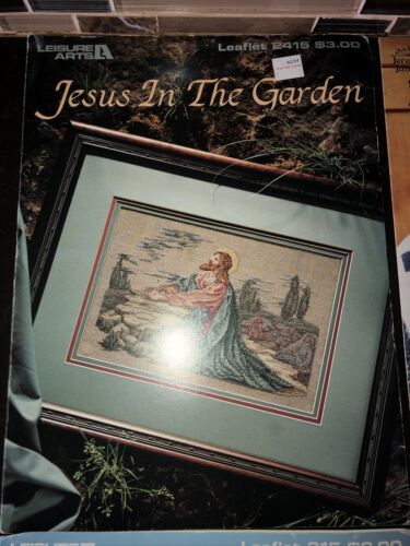 Lot Of 4 Vtg Christian cross stitch patterns Jesus Garden Lords Prayer Psalms - $21.15