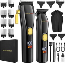 Professional Hair Clippers And T-Blade Trimmer Kit For Men Cordless, Black - £33.63 GBP