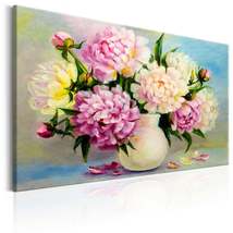 Tiptophomedecor Stretched Canvas Floral Art - Peonies: Bouquet Of Happiness - St - £80.17 GBP+
