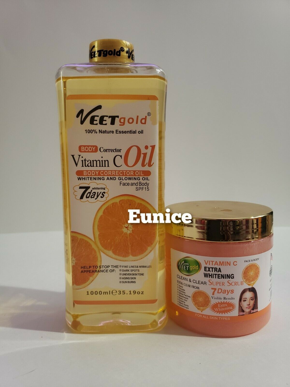 veet gold xtra whitening clean & clear vitamin C super face & body scrub and oil - $95.00