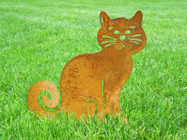 Cat Garden Stake or Wall Hanging / Memorial / Garden Art / Metal / Rust  - £29.05 GBP