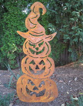 Three Stacked Pumpkins Garden Stake / Halloween Decoration / Jack O Lantern - $59.99