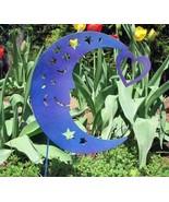 Moon Garden Stake / Blue Moon Garden Art / Yard Art / Metal Garden Art / Garden  - $39.99