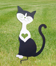 Tuxedo Cat Garden Stake or Wall Hanging / Memorial / Black and White Cat  - £32.07 GBP