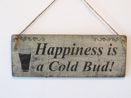 Happiness is a Cold Beer Wood Sign / Cold Beer / Custom Sign / Wood Sign / - $20.99