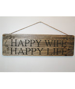 Happy Wife Happy Life Wood Sign / Wall Hanging / Primitive sign / Wall H... - £19.91 GBP