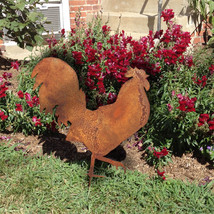 Rooster Garden Stake / Garden Art / Chicken / Hen / Metal / Rustic / silhouette - £35.44 GBP