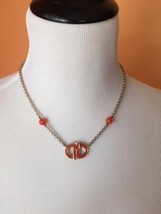 VTG SALVATORE FERRAGAMO Intertwined Gancini Charm Orange Bead Necklace 18&#39;&#39; - $3,224.07 MXN