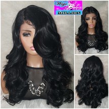 Boujie&#39;&#39; Black Synthetic Wig  Lace Front Wig With BabyHair, Loose Waves Glueless - £61.98 GBP