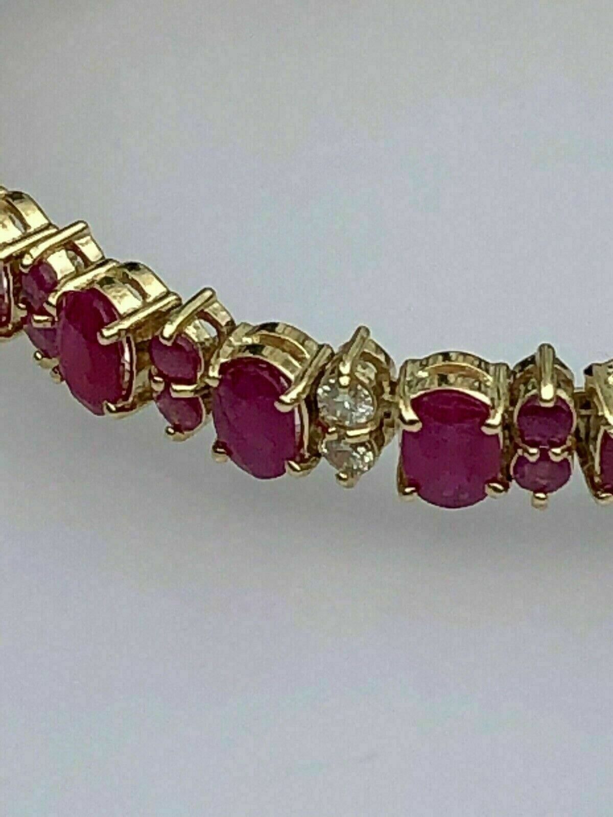 14.5CtOval CZ Brazalete de Rubí Rosa Línea de Tenis Redondo Chapado en Oro... Item image 6