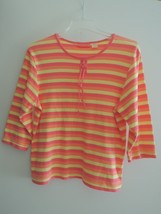 Ladies Top Size XL Striped 3/4 Length Sleeves by ONQUE $60 Value NWT - £14.14 GBP