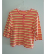Ladies Top Size XL Striped 3/4 Length Sleeves by ONQUE $60 Value NWT - £14.33 GBP