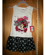 Disney Mickey Baby Clothes 18M Minnie Mouse Black Ruffle Polka Dot White... - €12,10 EUR