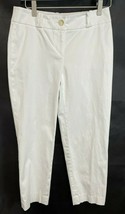 Loft Julie Cropped Crisp White Pants Stretch Cotton Flat Front Welt Pock... - £19.16 GBP