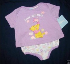 Girls 3-6 Months - Disney - Winnie The Pooh & Piglet Hello Butterfly Diaper Set - $9.00
