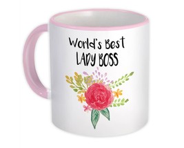World&#39;s Best Lady Boss : Gift Mug Work Job Cute Flower Christmas Birthday - £12.56 GBP
