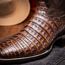 TUCSON Genuine Caiman Belly Skin Cowboy Boot from the Western CollectionAged Bro image 9