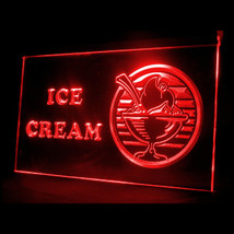 110069B OPEN Ice cream Cone Strawberry Cafe Shop Delicious Creamy LED Li... - £17.37 GBP