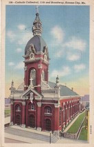 Catholic Cathedral Kansas City Missouri MO Postcard 1945 11th and Broadway A07 - £2.39 GBP