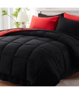 Anluoer Queen Comforter Set 7 Piece, Black Bed In A Bag With, 1 Fitted S... - $64.93