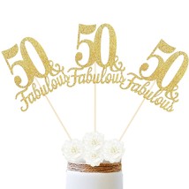 10-Pack Double Sided Gold Fabulous And 50Th Birthday Centerpieces For Tables, Nu - £15.97 GBP