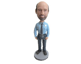 Custom Bobblehead Police Officer In Formal Outfit With Hand Gun - Careers &amp; Prof - £65.58 GBP
