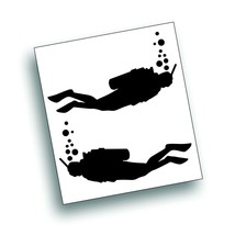 2X SCUBA DIVER DECAL for diving reef snorkeling car window or equipment BLACK - £9.42 GBP