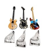 Miniature Guitars Lot 3 Approx 9.5 inch tall with stands Dollhouse - $40.57