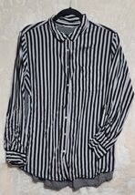 Women's Jane + Delancey Black &amp; White Striped Button Up Casual Top Size XL - $21.37