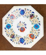 24&quot; Coffee table Top in White Marble Inlay Art Inlay Work Semi Precious ... - $2,074.18 CAD