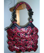No Brand Imitation Leather Red Black Animal Print Shoulder Handbag - $243.66 MXN