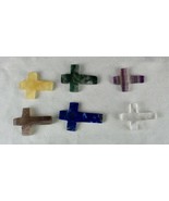 VINTAGE NATURAL MULTI QUARTZ 6 PCS 289 CARATS GEMSTONE SPIRITUAL CROSS P... - $66.50