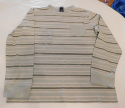 Men&#39;s Volcom stone lt grey striped Thermal long sleeve shirt L large **spot GUC - £12.05 GBP